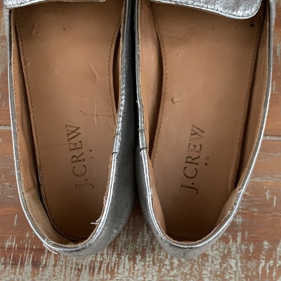 J Crew silver metallic loafer flats - Picture 7 of 11